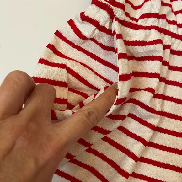 Lumiere Womens Red White Striped 100% Cotton Short Sleeve Romper Large - Picture 2 of 7